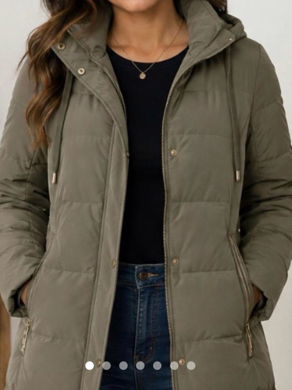 Zara Hooded Puffer Coat, sage green